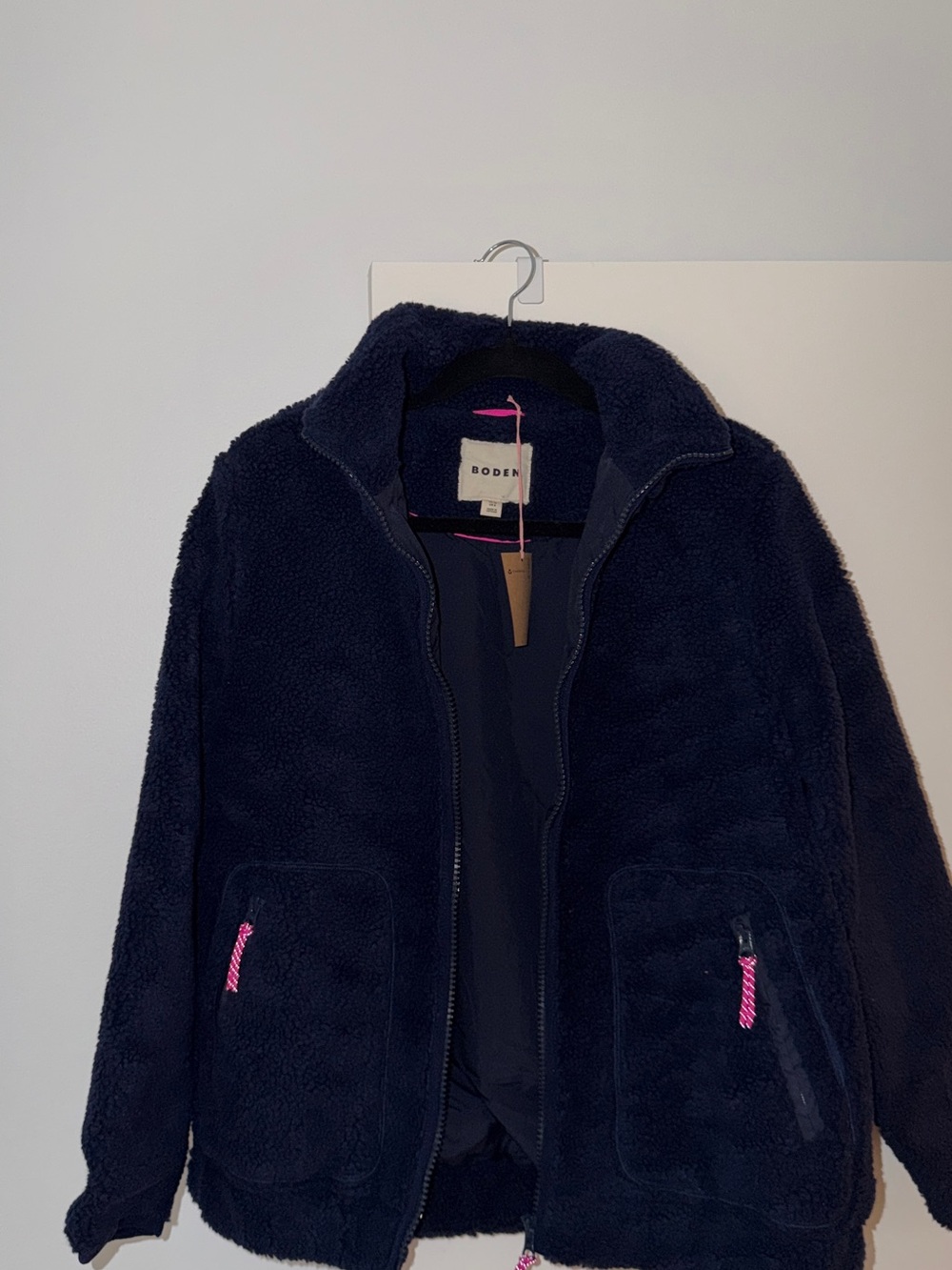 NWT Boden Navy Sherpa Teddy Fleece Jacket US 6